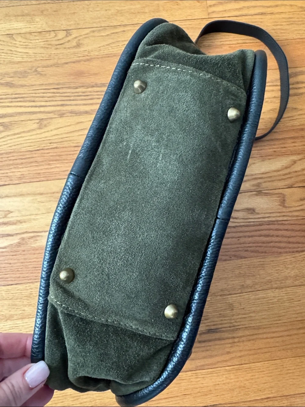 Cheval Firenze Italian Olive Green Suede Leather Hobo Shoulder Bag Made in Italy